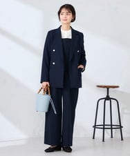 K2LDD20059 a.v.v(アー・ヴェ・ヴェ) 【洗える】ハイウエストワイドパンツ ネイビー