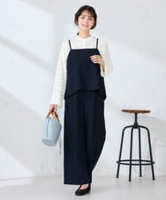 K2LDD20059 a.v.v(アー・ヴェ・ヴェ) 【洗える】ハイウエストワイドパンツ ネイビー