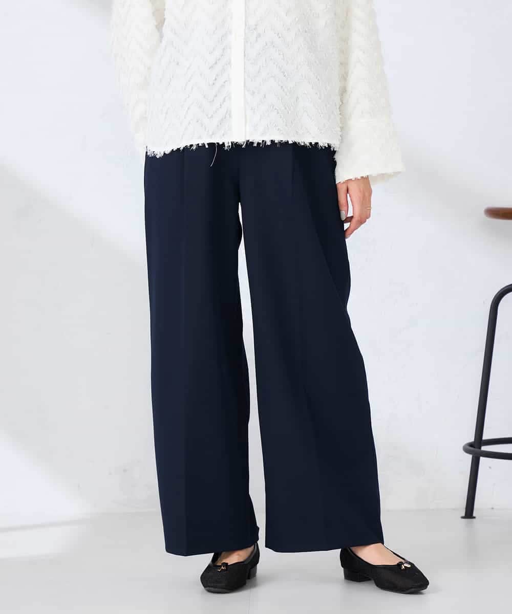 K2LDD20059 a.v.v(アー・ヴェ・ヴェ) 【洗える】ハイウエストワイドパンツ ネイビー