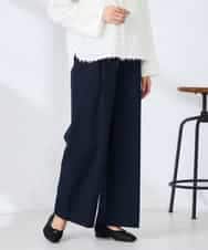 K2LDD20059 a.v.v(アー・ヴェ・ヴェ) 【洗える】ハイウエストワイドパンツ ネイビー