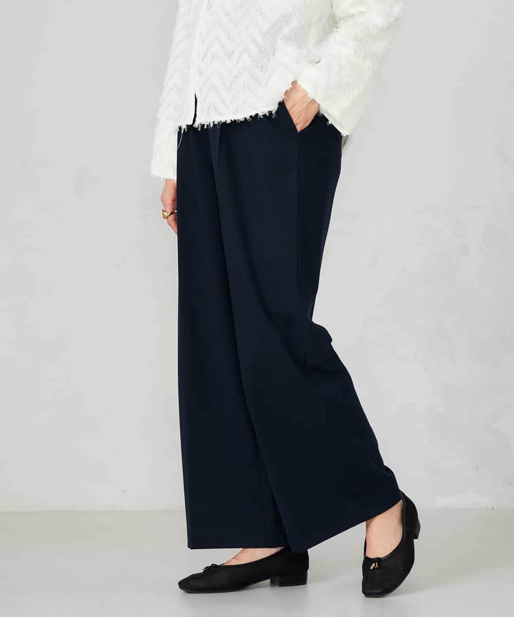 K2LDD20059 a.v.v(アー・ヴェ・ヴェ) 【洗える】ハイウエストワイドパンツ ネイビー
