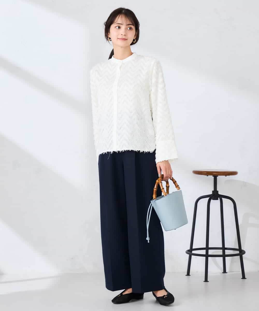 K2LDD20059 a.v.v(アー・ヴェ・ヴェ) 【洗える】ハイウエストワイドパンツ ネイビー