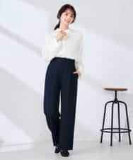 K2LDD20059 a.v.v(アー・ヴェ・ヴェ) 【洗える】ハイウエストワイドパンツ ネイビー