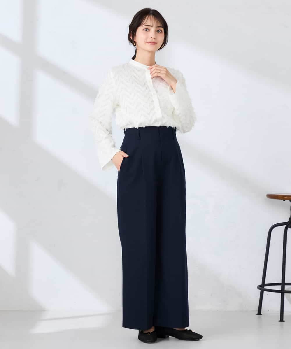 K2LDD20059 a.v.v(アー・ヴェ・ヴェ) 【洗える】ハイウエストワイドパンツ ネイビー