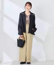 K2LDD20059 a.v.v(アー・ヴェ・ヴェ) 【洗える】ハイウエストワイドパンツ ネイビー