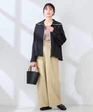 K2LDD20059 a.v.v(アー・ヴェ・ヴェ) 【洗える】ハイウエストワイドパンツ ネイビー