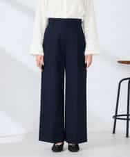 K2LDD20059 a.v.v(アー・ヴェ・ヴェ) 【洗える】ハイウエストワイドパンツ ネイビー