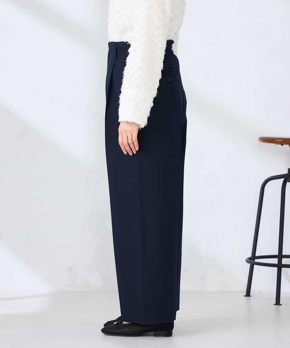 K2LDD20059 a.v.v(アー・ヴェ・ヴェ) 【洗える】ハイウエストワイドパンツ ネイビー