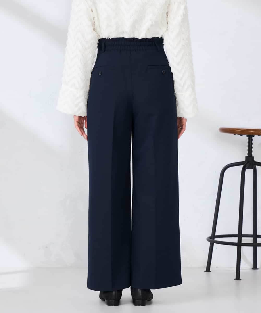 K2LDD20059 a.v.v(アー・ヴェ・ヴェ) 【洗える】ハイウエストワイドパンツ ネイビー