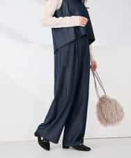 K2LDD24064 a.v.v(アー・ヴェ・ヴェ) 【洗える】デニムライクワイドパンツ ネイビー