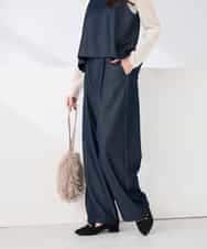 K2LDD24064 a.v.v(アー・ヴェ・ヴェ) 【洗える】デニムライクワイドパンツ ネイビー