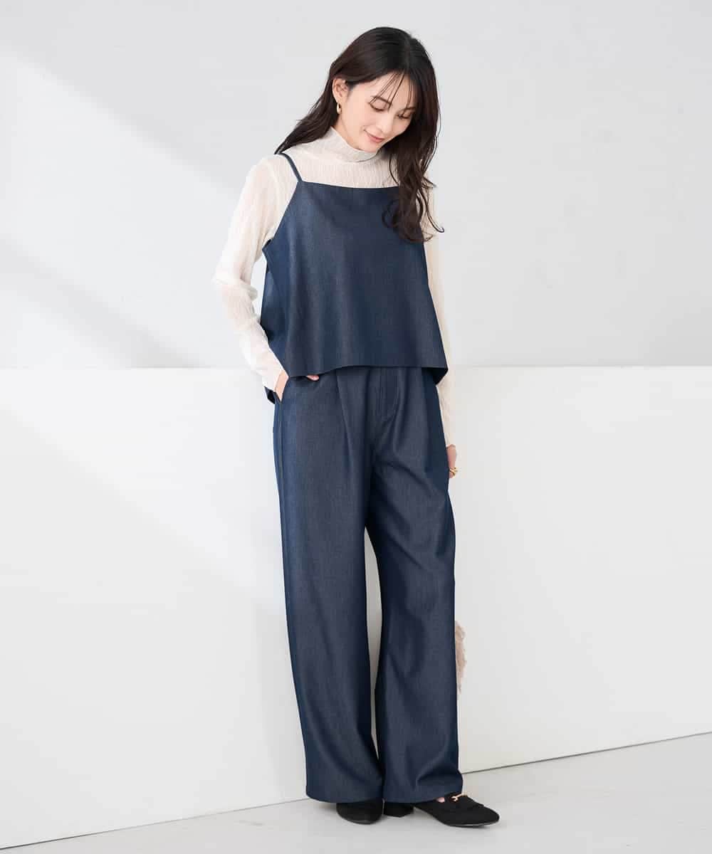 K2LDD24064 a.v.v(アー・ヴェ・ヴェ) 【洗える】デニムライクワイドパンツ ネイビー