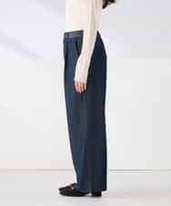 K2LDD24064 a.v.v(アー・ヴェ・ヴェ) 【洗える】デニムライクワイドパンツ ネイビー