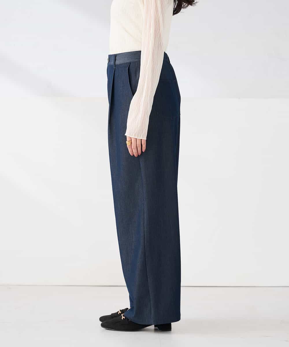 K2LDD24064 a.v.v(アー・ヴェ・ヴェ) 【洗える】デニムライクワイドパンツ ネイビー