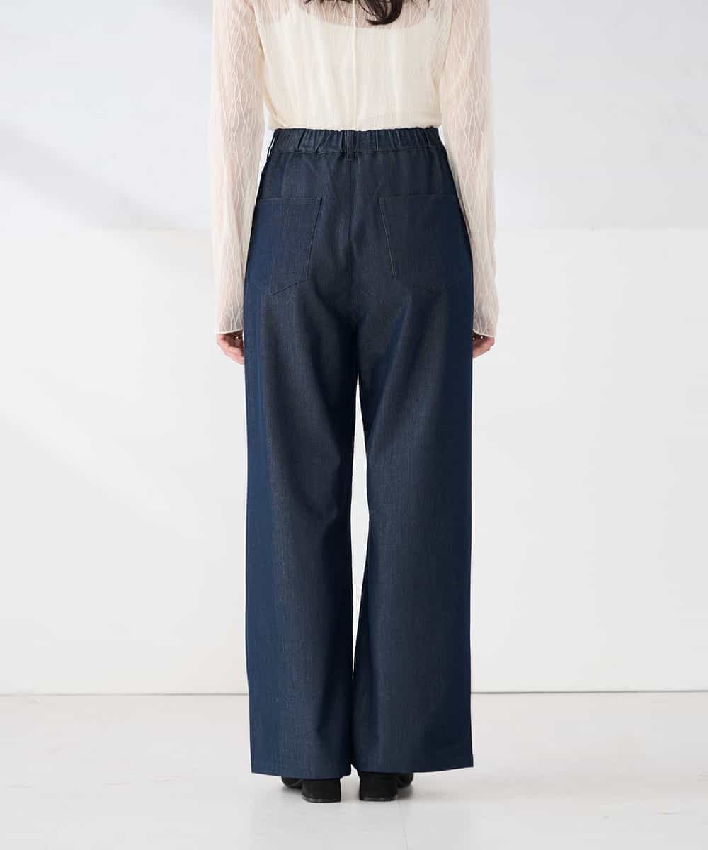 K2LDD24064 a.v.v(アー・ヴェ・ヴェ) 【洗える】デニムライクワイドパンツ ネイビー
