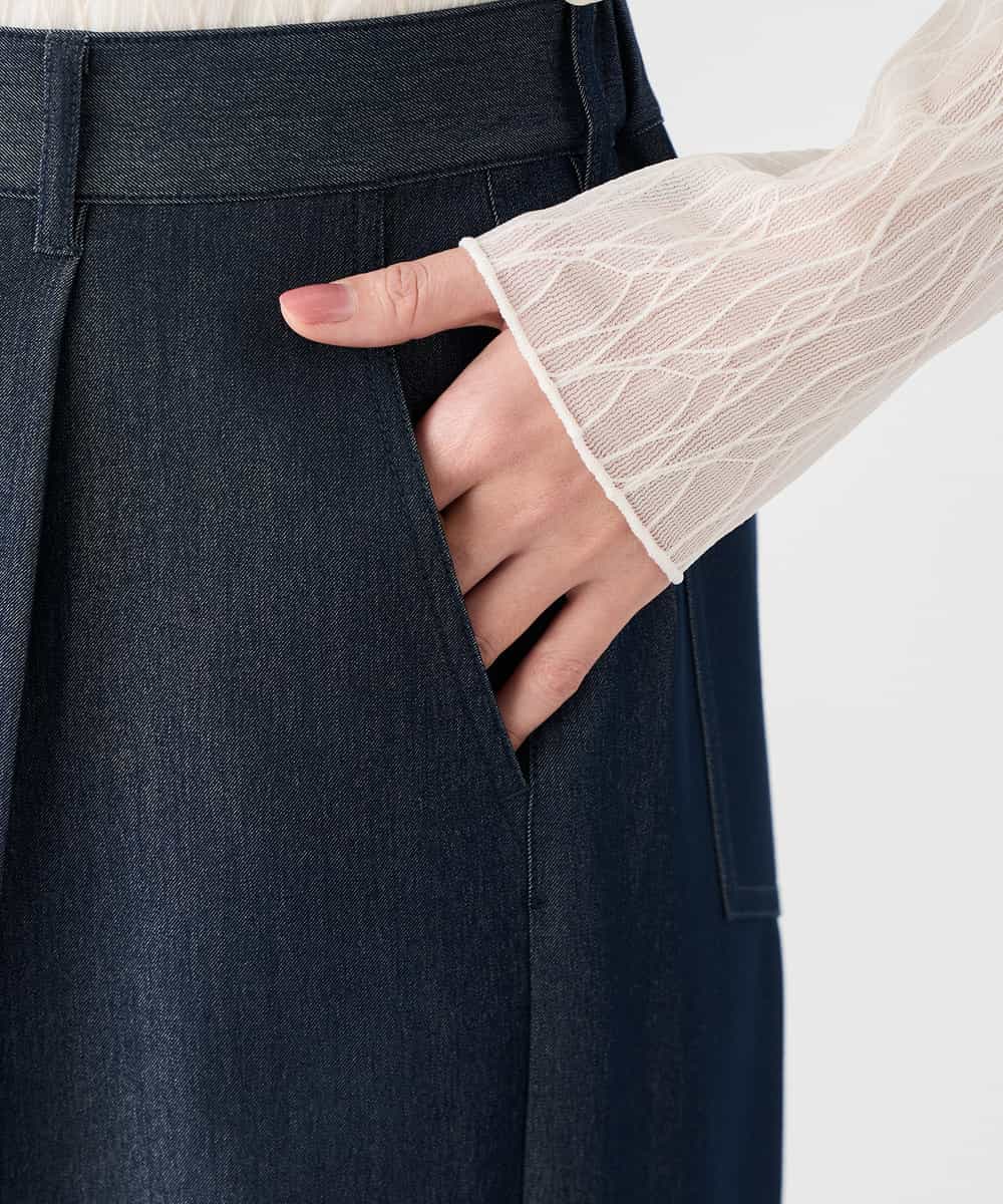 K2LDD24064 a.v.v(アー・ヴェ・ヴェ) 【洗える】デニムライクワイドパンツ ネイビー