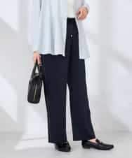 K2LDD26059 a.v.v(アー・ヴェ・ヴェ) 【洗える】サテンワイドパンツ ネイビー