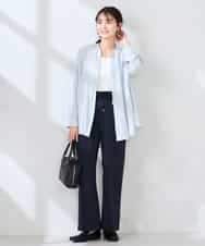 K2LDD26059 a.v.v(アー・ヴェ・ヴェ) 【洗える】サテンワイドパンツ ネイビー