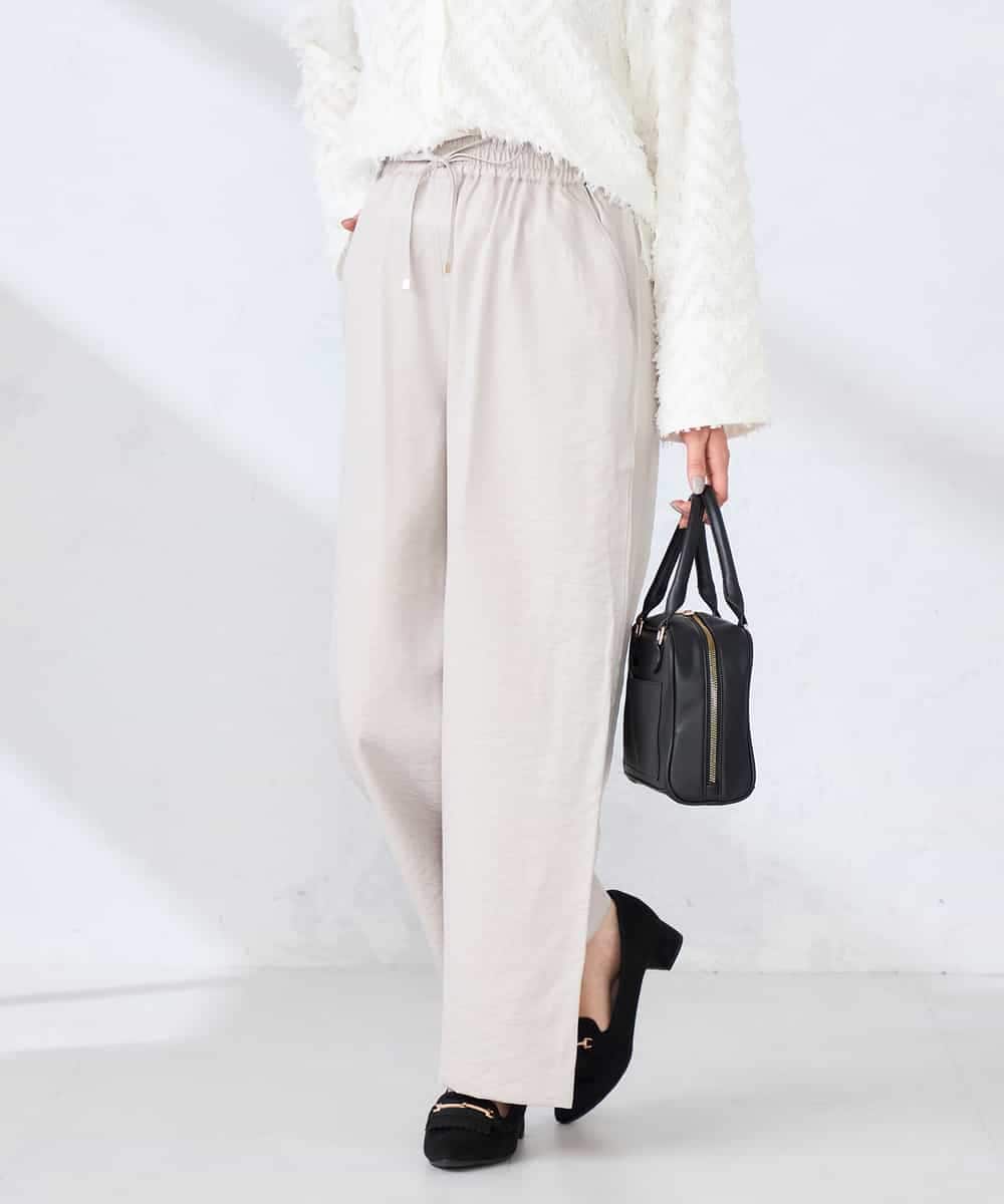 K2LDD26059 a.v.v(アー・ヴェ・ヴェ) 【洗える】サテンワイドパンツ ネイビー