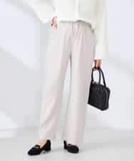 K2LDD26059 a.v.v(アー・ヴェ・ヴェ) 【洗える】サテンワイドパンツ ネイビー