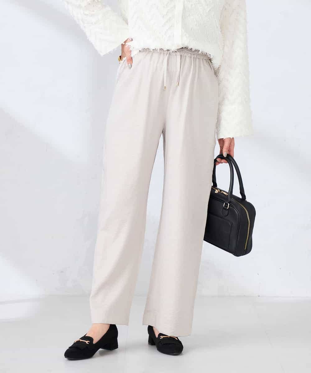 K2LDD26059 a.v.v(アー・ヴェ・ヴェ) 【洗える】サテンワイドパンツ ネイビー