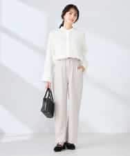 K2LDD26059 a.v.v(アー・ヴェ・ヴェ) 【洗える】サテンワイドパンツ ネイビー