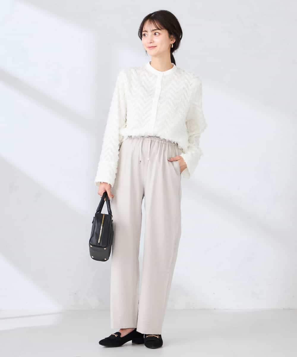 K2LDD26059 a.v.v(アー・ヴェ・ヴェ) 【洗える】サテンワイドパンツ ネイビー