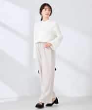 K2LDD26059 a.v.v(アー・ヴェ・ヴェ) 【洗える】サテンワイドパンツ ネイビー