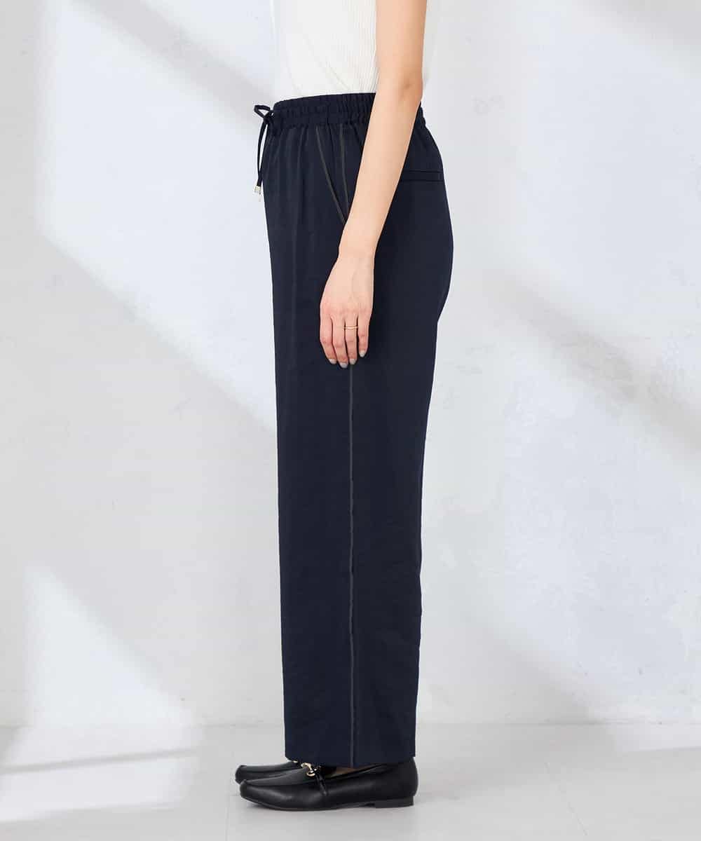 K2LDD26059 a.v.v(アー・ヴェ・ヴェ) 【洗える】サテンワイドパンツ ネイビー