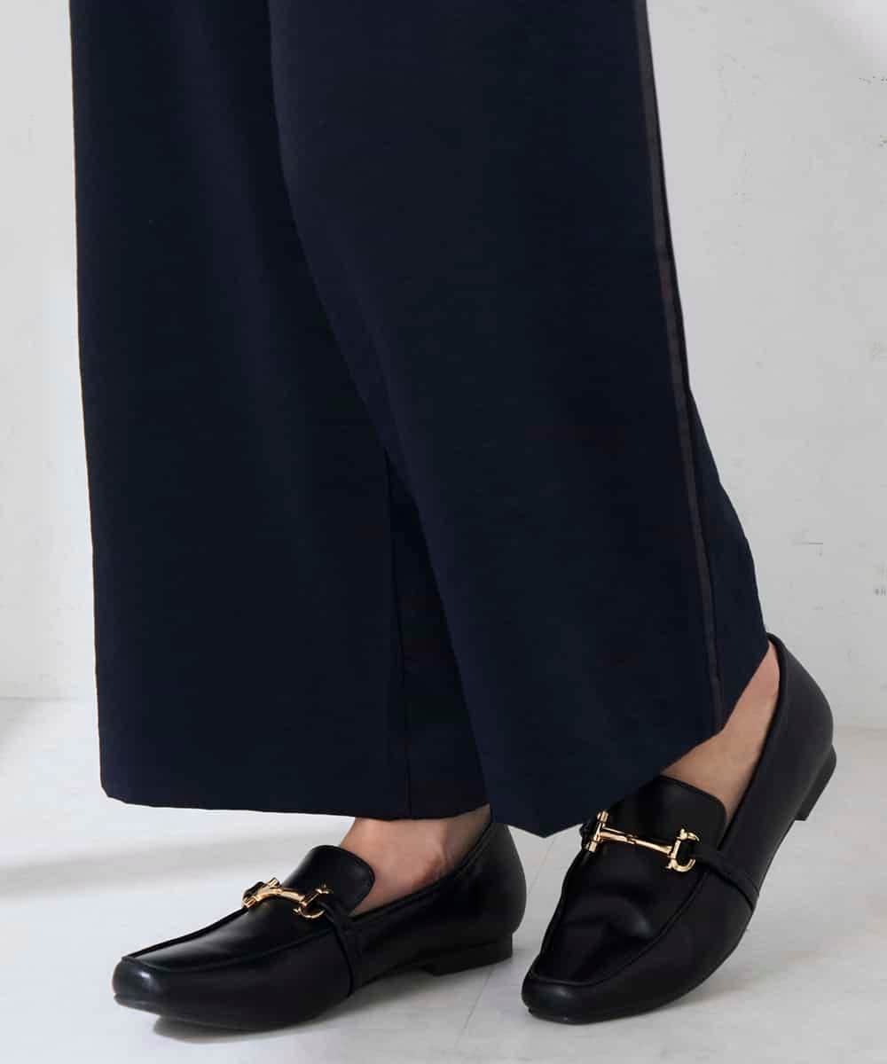 K2LDD26059 a.v.v(アー・ヴェ・ヴェ) 【洗える】サテンワイドパンツ ネイビー