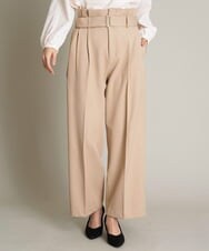 K2LES03059 a.v.v(アー・ヴェ・ヴェ) ハイウエストタックワイドパンツ ベージュ