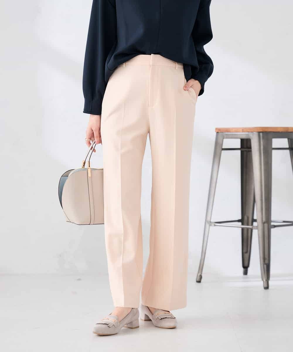 K2LFD02049 a.v.v(アー・ヴェ・ヴェ) ［支持率NO.1/イージーケア/ストレッチ］スッキリ見えストレートパンツ ライトピンク