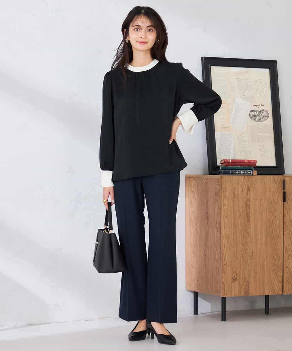 K2LFD02049 a.v.v(アー・ヴェ・ヴェ) ［支持率NO.1/イージーケア/ストレッチ］スッキリ見えストレートパンツ ライトピンク