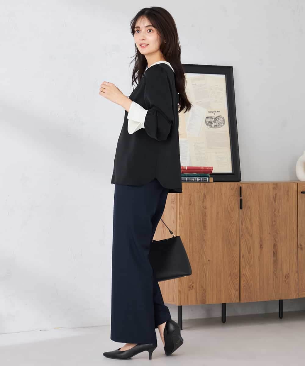 K2LFD02049 a.v.v(アー・ヴェ・ヴェ) ［支持率NO.1/イージーケア/ストレッチ］スッキリ見えストレートパンツ ライトピンク