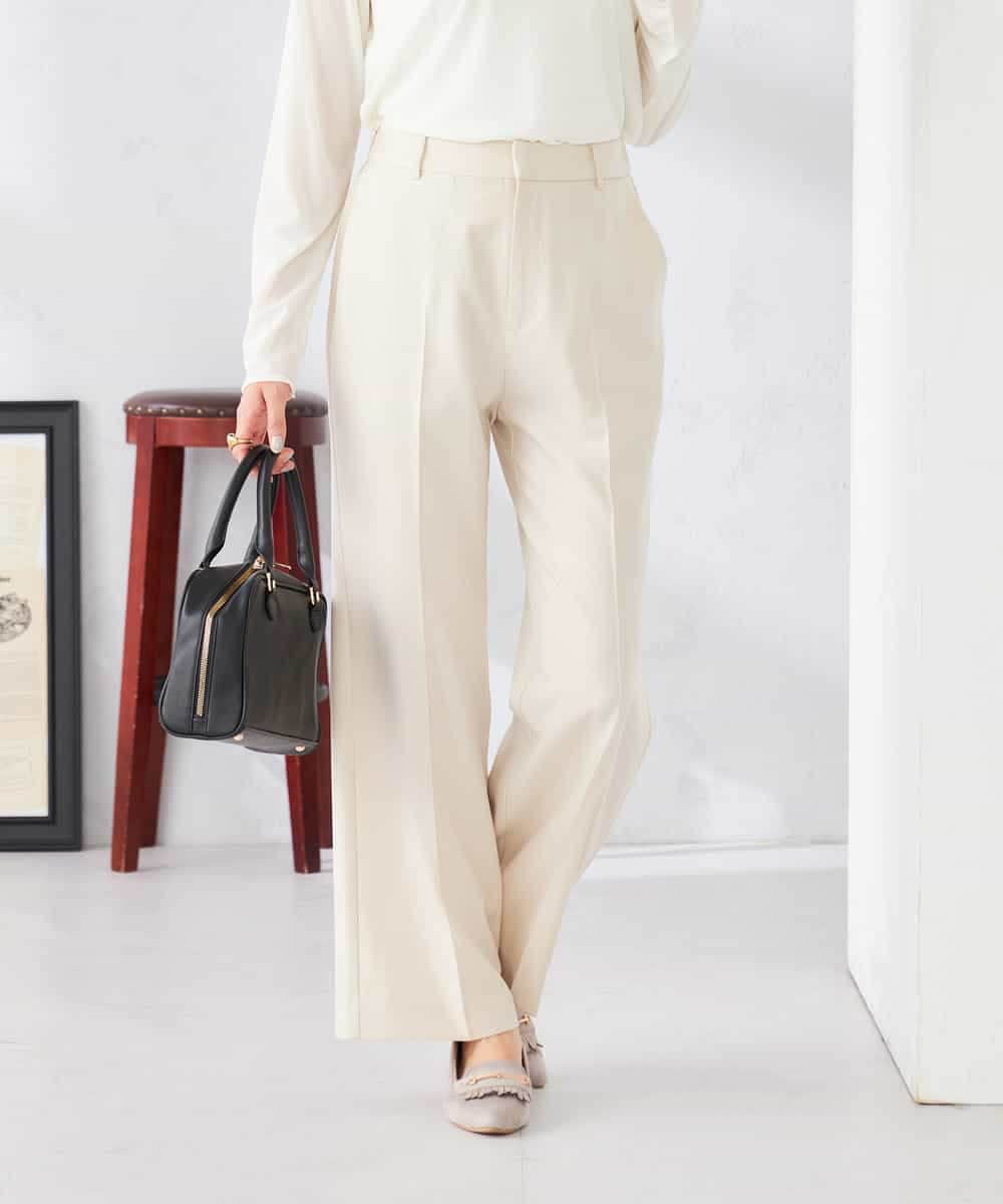 K2LFD02049 a.v.v(アー・ヴェ・ヴェ) ［支持率NO.1/イージーケア/ストレッチ］スッキリ見えストレートパンツ ライトピンク