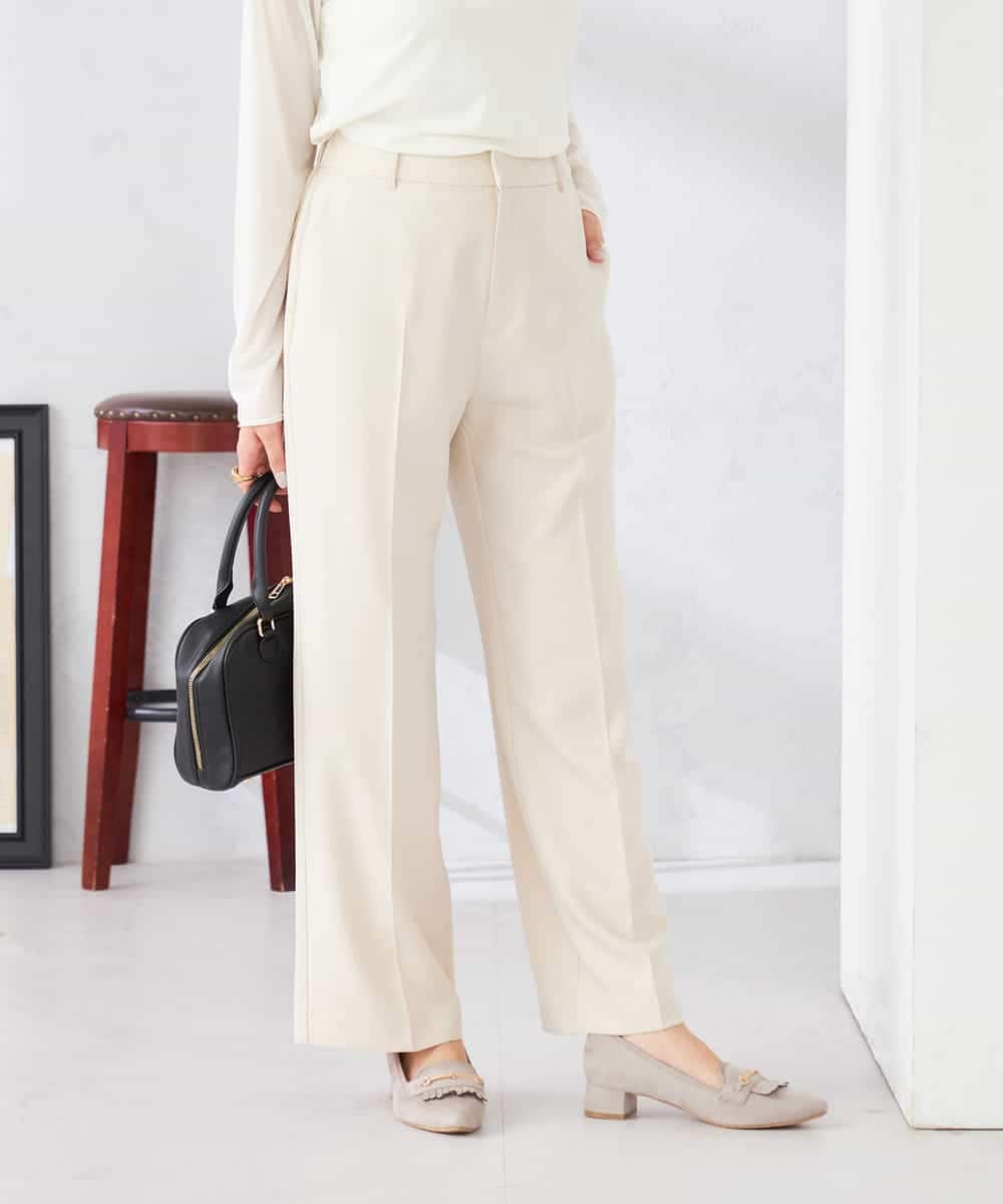 K2LFD02049 a.v.v(アー・ヴェ・ヴェ) ［支持率NO.1/イージーケア/ストレッチ］スッキリ見えストレートパンツ ライトピンク