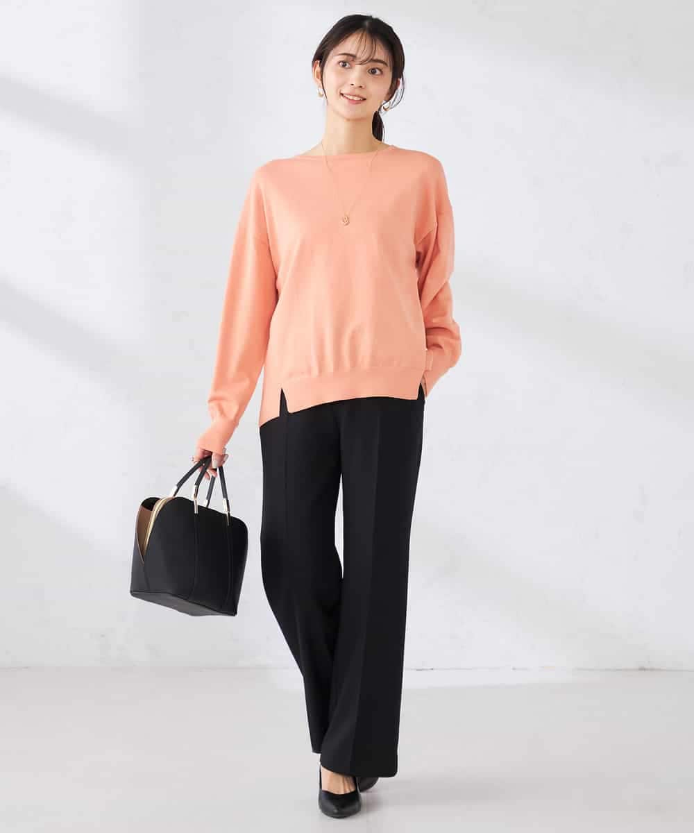 K2LFD02049 a.v.v(アー・ヴェ・ヴェ) ［支持率NO.1/イージーケア/ストレッチ］スッキリ見えストレートパンツ ライトピンク