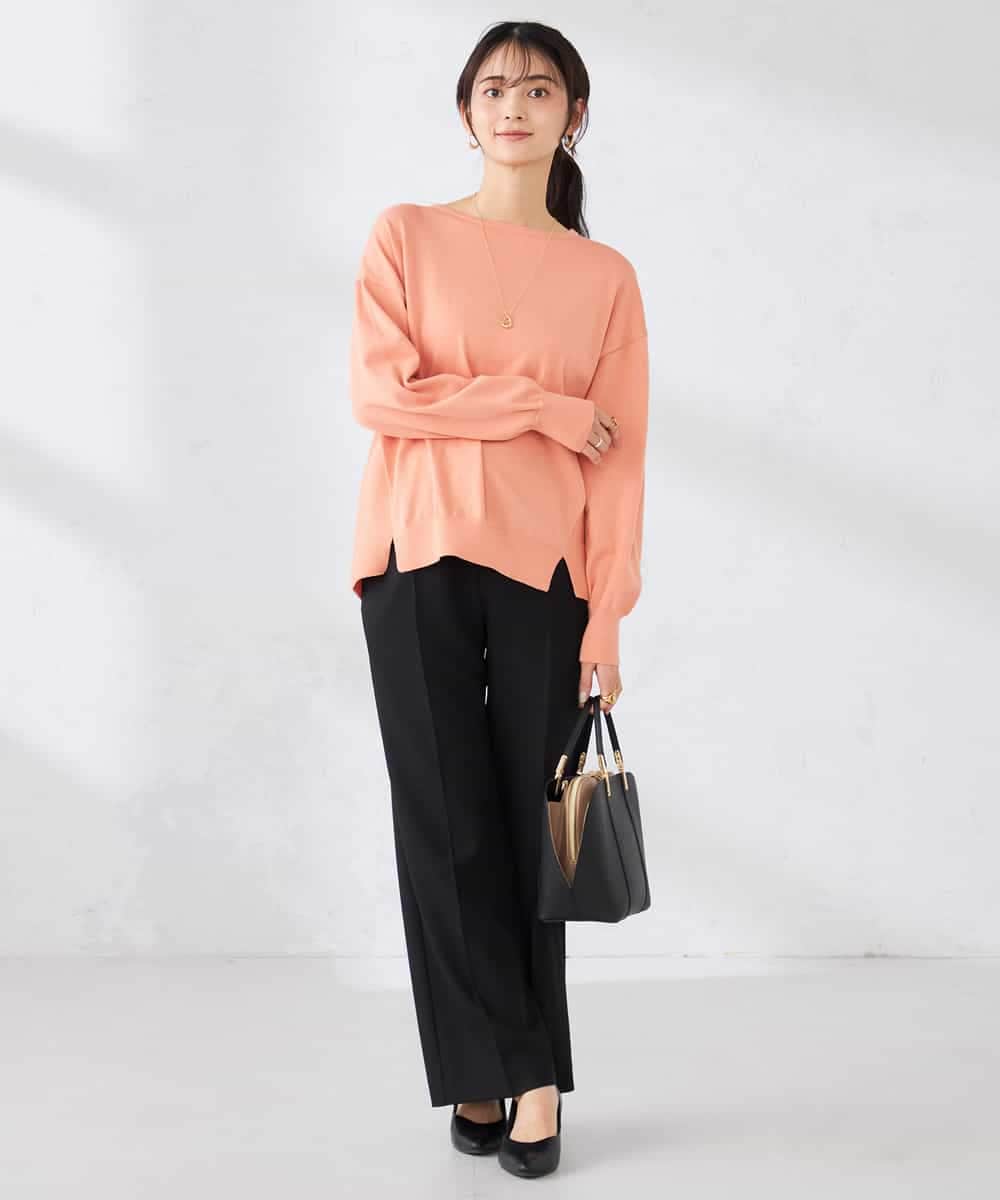 K2LFD02049 a.v.v(アー・ヴェ・ヴェ) ［支持率NO.1/イージーケア/ストレッチ］スッキリ見えストレートパンツ ライトピンク