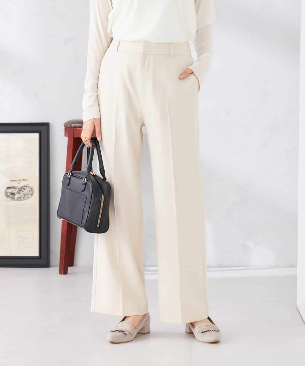 K2LFD02049 a.v.v(アー・ヴェ・ヴェ) ［支持率NO.1/イージーケア/ストレッチ］スッキリ見えストレートパンツ アイボリー