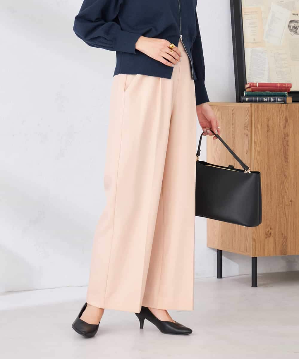 K2LFD03049 a.v.v(アー・ヴェ・ヴェ) ［支持率NO.1/イージーケア/ストレッチ］スッキリ見えワイドパンツ ピンク