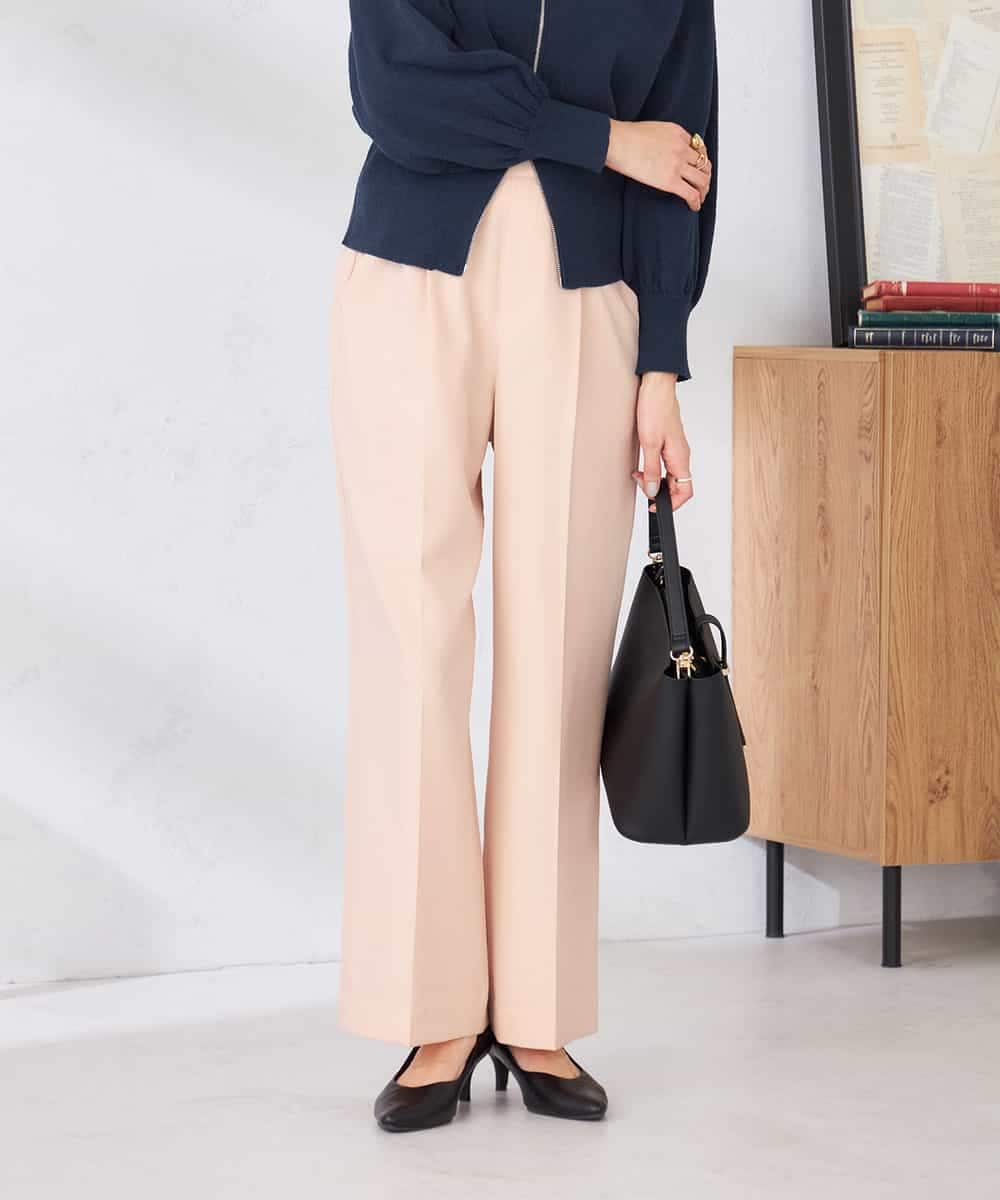 K2LFD03049 a.v.v(アー・ヴェ・ヴェ) ［支持率NO.1/イージーケア/ストレッチ］スッキリ見えワイドパンツ ピンク