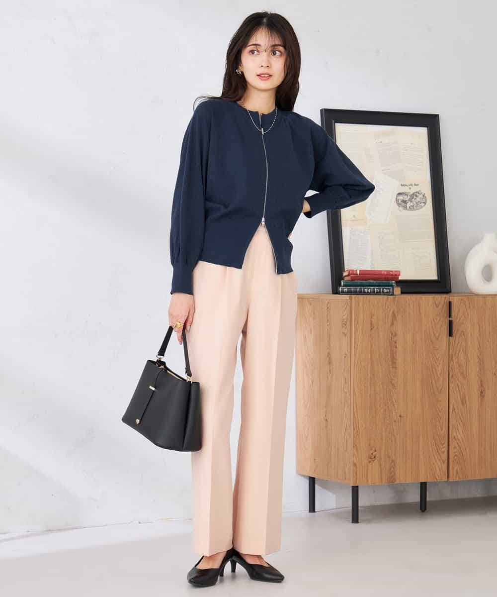 K2LFD03049 a.v.v(アー・ヴェ・ヴェ) ［支持率NO.1/イージーケア/ストレッチ］スッキリ見えワイドパンツ ピンク