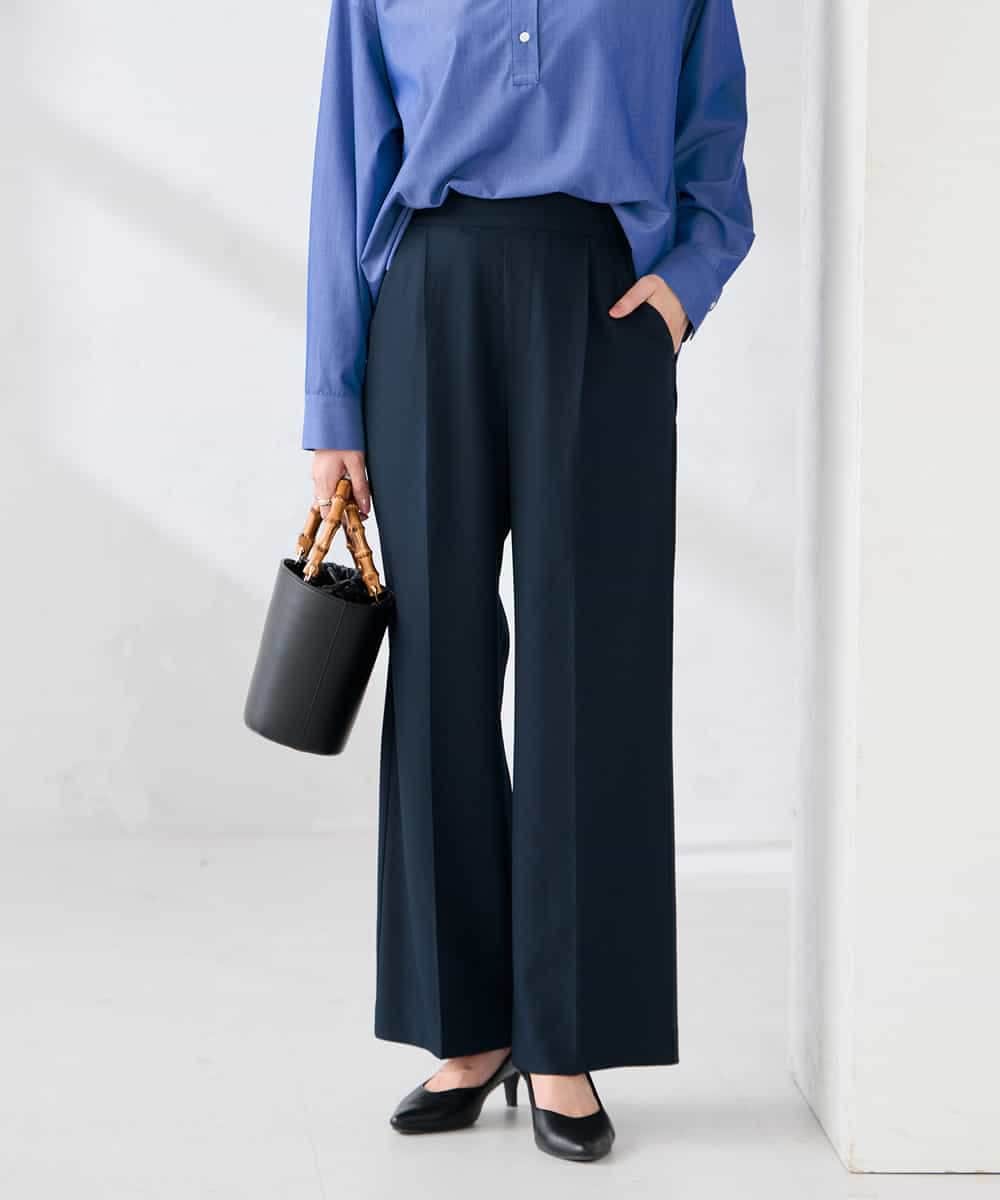 K2LFD03049 a.v.v(アー・ヴェ・ヴェ) ［支持率NO.1/イージーケア/ストレッチ］スッキリ見えワイドパンツ ピンク