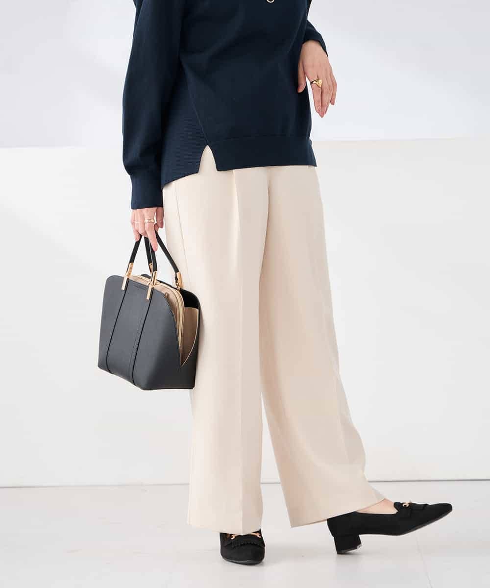 K2LFD03049 a.v.v(アー・ヴェ・ヴェ) ［支持率NO.1/イージーケア/ストレッチ］スッキリ見えワイドパンツ ピンク