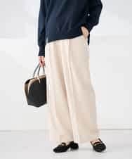 K2LFD03049 a.v.v(アー・ヴェ・ヴェ) ［支持率NO.1/イージーケア/ストレッチ］スッキリ見えワイドパンツ アイボリー