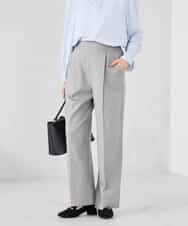 K2LFD03049 a.v.v(アー・ヴェ・ヴェ) ［支持率NO.1/イージーケア/ストレッチ］スッキリ見えワイドパンツ ライトグレー（ストライプ）