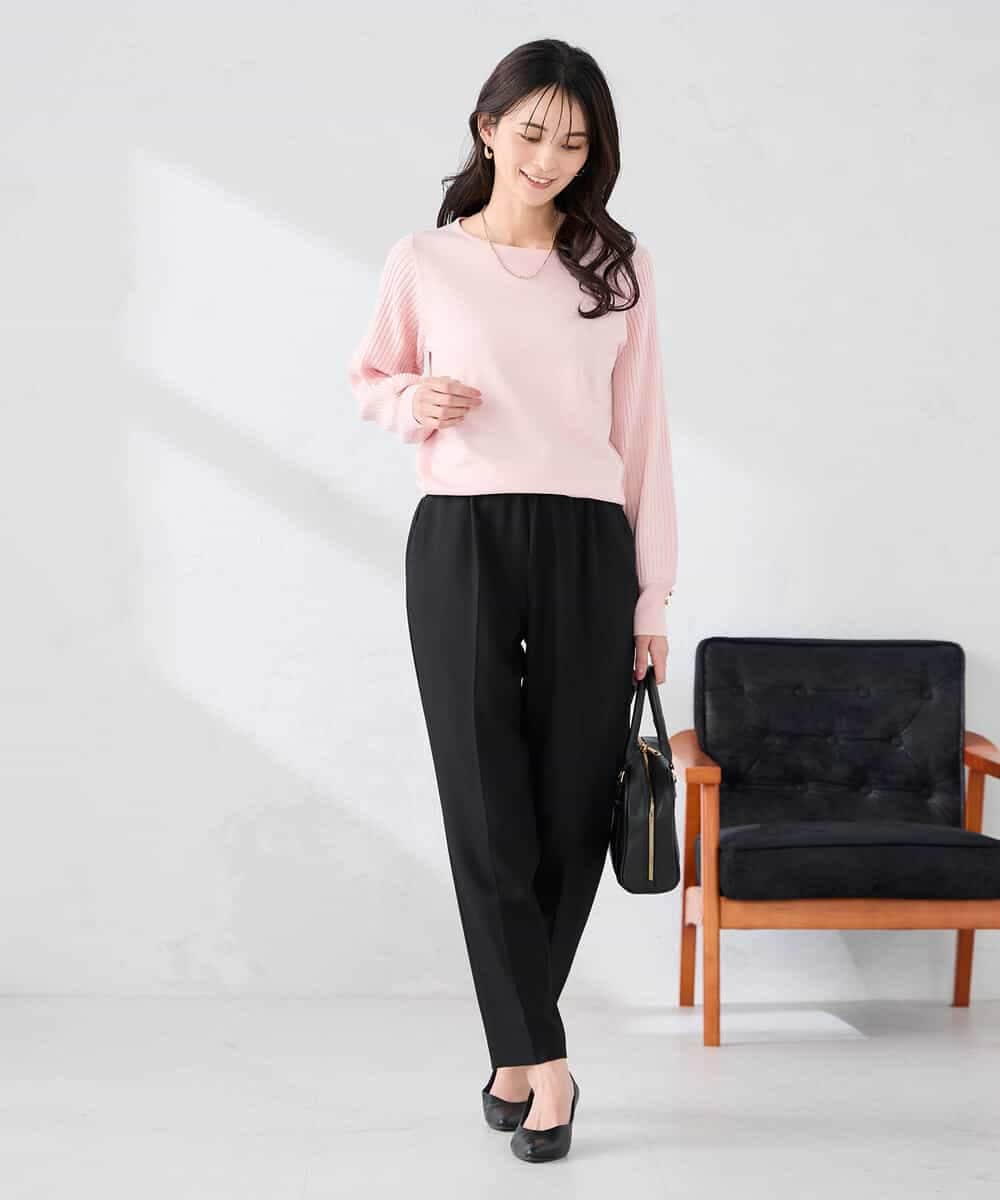 K2LFD04049 a.v.v(アー・ヴェ・ヴェ) ［支持率NO.1/イージーケア］イージーテーパードパンツ ライトカーキ