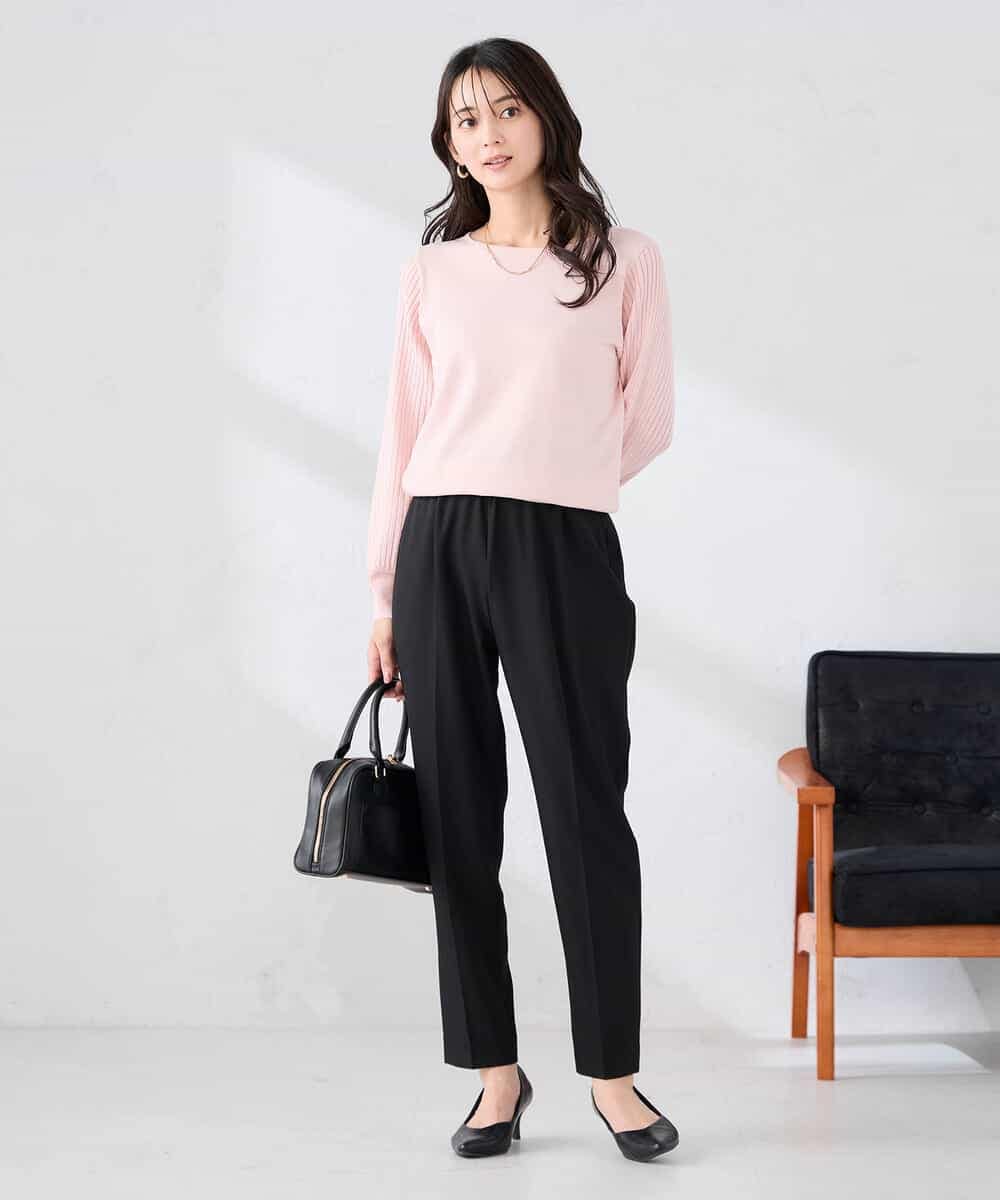 K2LFD04049 a.v.v(アー・ヴェ・ヴェ) ［支持率NO.1/イージーケア］イージーテーパードパンツ ライトカーキ