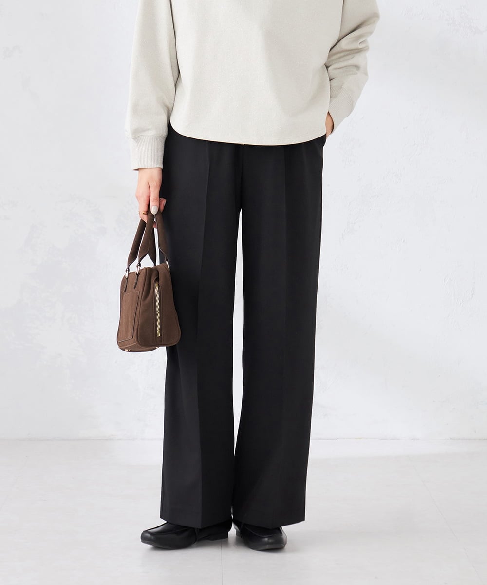 K2LFD05049 a.v.v(アー・ヴェ・ヴェ) ［支持率NO.1/イージーケア］イージーワイドパンツ ブラック