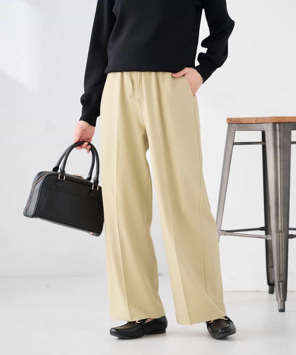 K2LFD05049 a.v.v(アー・ヴェ・ヴェ) ［支持率NO.1/イージーケア］イージーワイドパンツ ライトカーキ